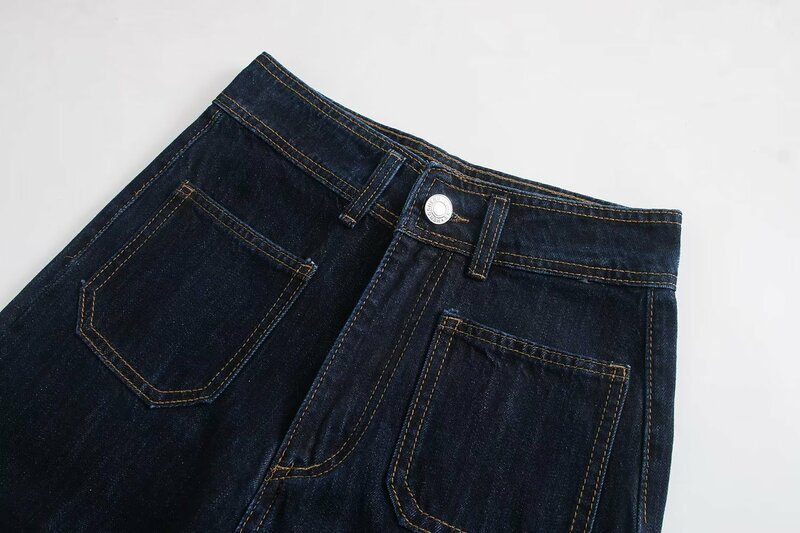 سراويل جينز نسائية عالية الخصر بسحاب ، جينز كاجوال فضفاض ، موضة أنيقة ، ديكور جيب ، كلاسيكي ، نسائي ، جديد
