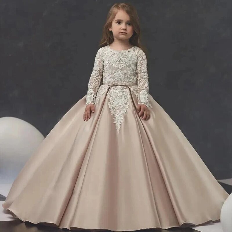Kwiatowa sukienki dla dziewczynek koronkowa bez pleców tiulowa sukienki dla dziewczynek na ślub w stylu Vintage mała dziewczynka konkurs księżniczka dziecięca suknia