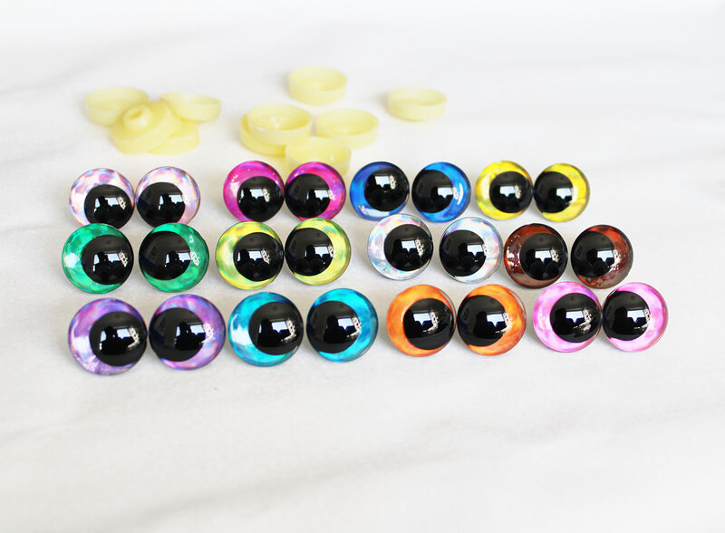 100PCS 12COLORS NEW DESIGN 12mm14 16 18 20 25 30mm  New Cartoon 3D glitter toy safety eyes doll pupil eyes with hard washer -D12