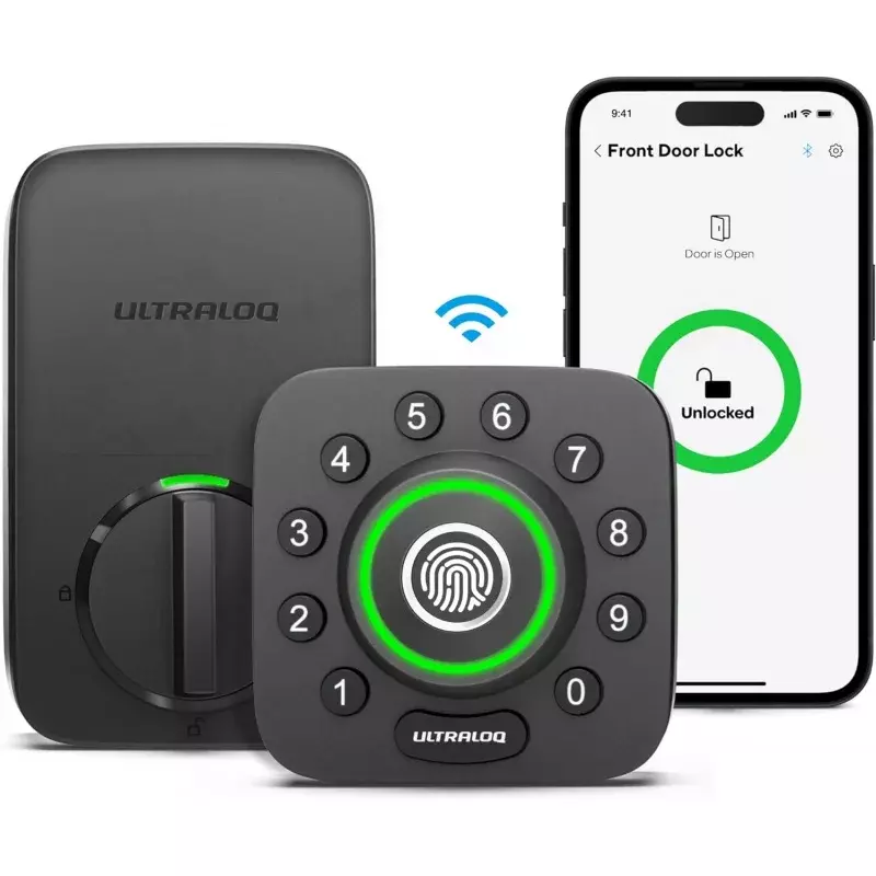 Ultraloq-U-Bolt Pro Sensor de porta sem fio, entrada sem chave, built-in, identificação de impressão digital, aplicativo remoto, 8-em-1
