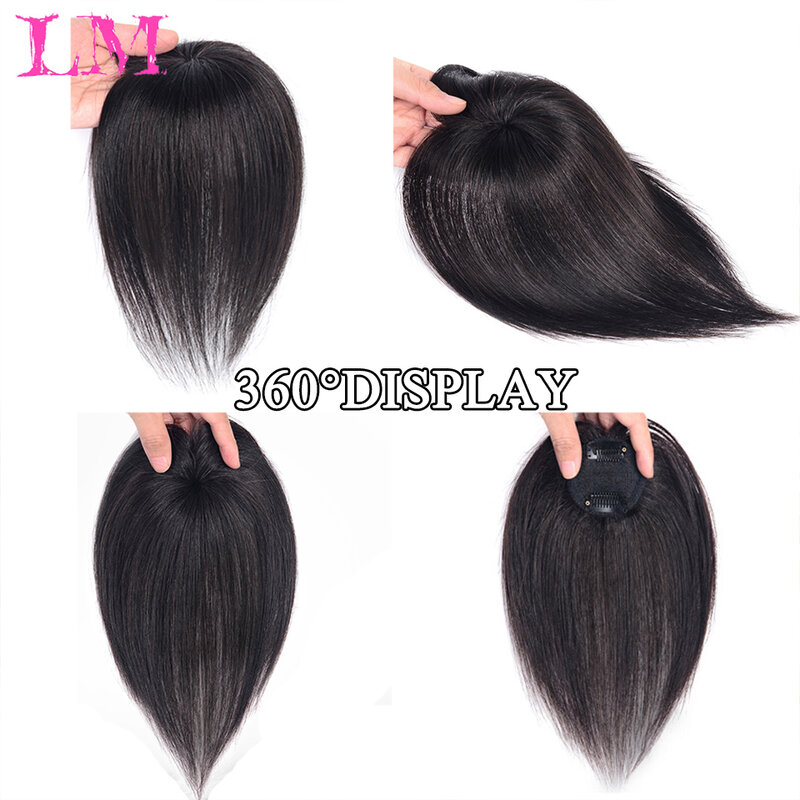 LM Beauty Clip In frangia per capelli frangia pezzi di capelli parte centrale capelli lisci brasiliani per perdita di capelli 10 pollici