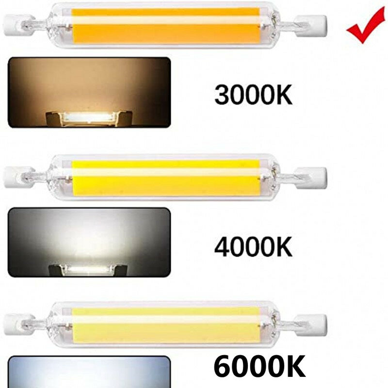 LED 슈퍼 브라이트 강력한 스포트라이트, COB 램프 전구 유리 튜브, 할로겐 램프 교체 조명, R7S, 118mm, 50W, 78mm, 118mm, AC220V, 110V
