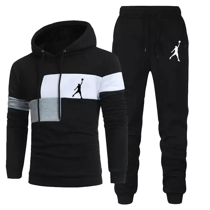 Мужской спортивный костюм, толстовка с капюшоном и штаны для бега, Высококачественная спортивная одежда, осень-зима, повседневный спортивный комплект с капюшоном, уличная одежда