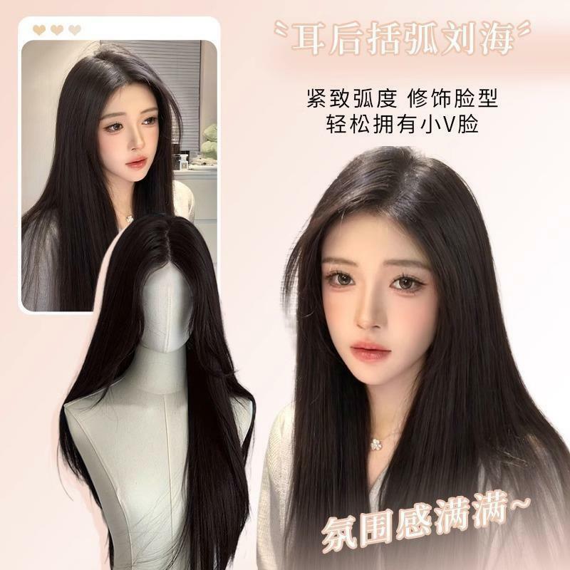Shimmer Lace Front Wigs Forwoman Straight Black Wig 24inch Lace Frontal Wig Nature Hair Daily Use Synthetic Lace Front Wig