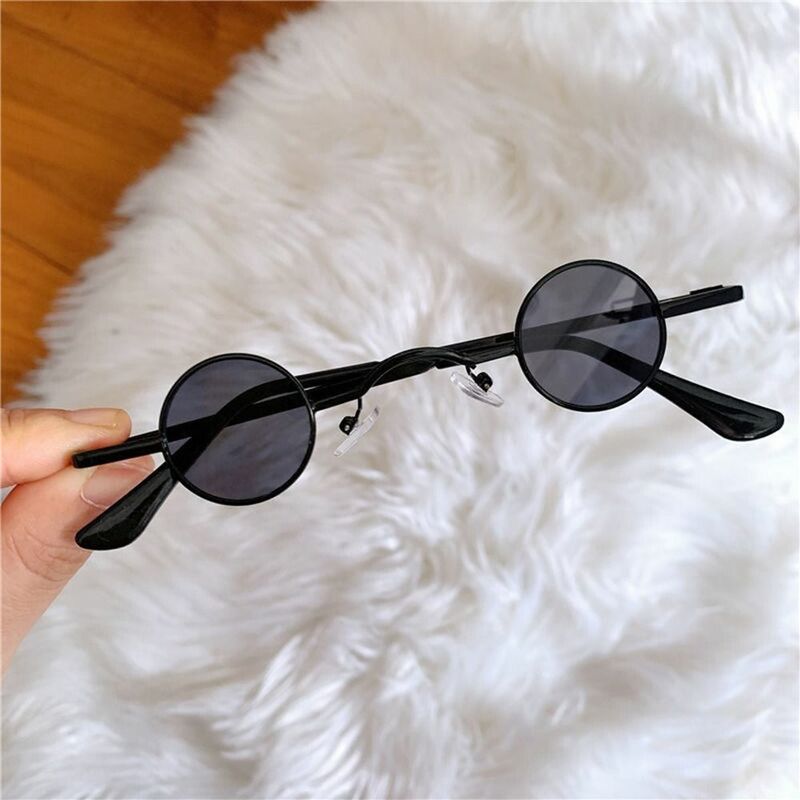 Candy Color Small Round Sunglasses Outdoor Ins Fashion UV400 Metal Frame Punk Sun Glasses Hip Hop Shades Beach/Travel/Streetwear