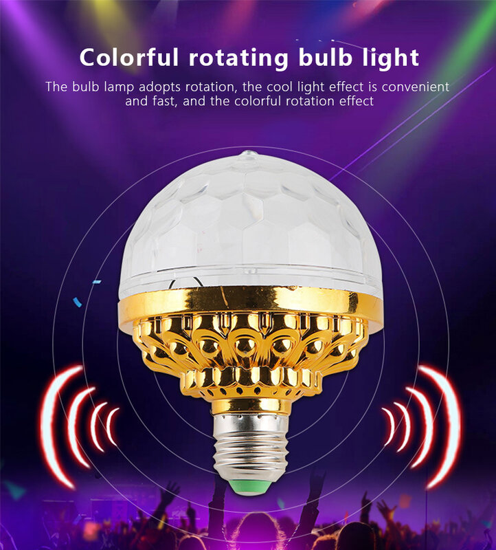 Disco Bal Zeven Kleur Projectie Lamp E27 Led Draaiende Bal Podium Verlichting Effect Party Disco Ktv Stadium Lamp Effect Projector