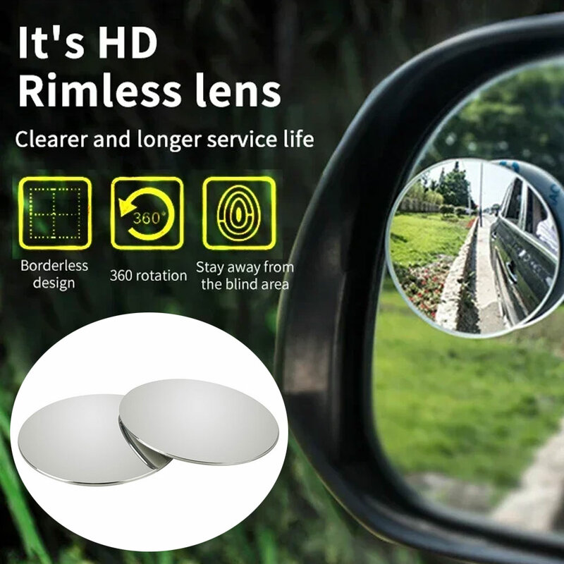 Car 360-degree Wide Angle Adjustable Rotation Round Convex Mirror Vehicle Rearview Auxiliary Blind Spot Mirrors Car Accessories