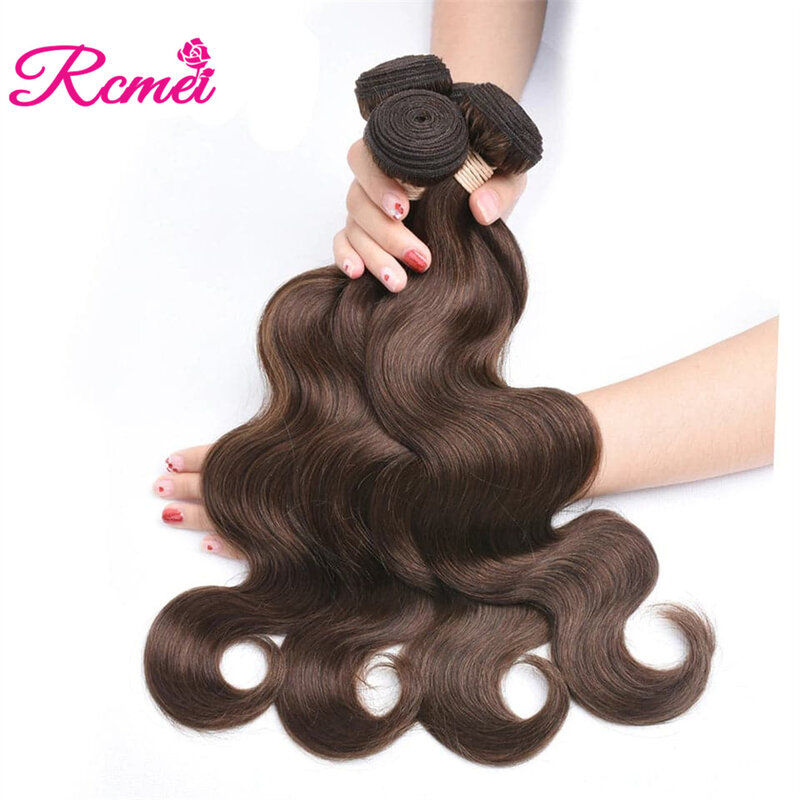 4# Peruvian Body Wave Hair Bundles 10A Body Wave Human Hair Bundles 10-32 Inch Chocolate Brown Remy Human Hair Extension