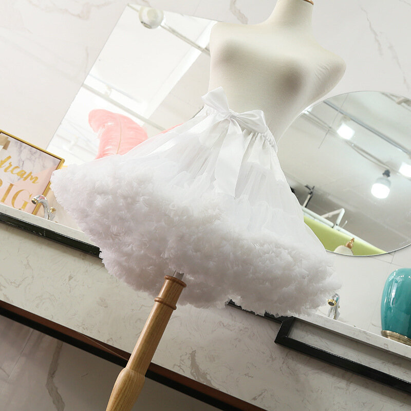 Falda de gasa de algodón de nube de crinolina Lolita, suave velo, enagua deshuesada, Cosplay