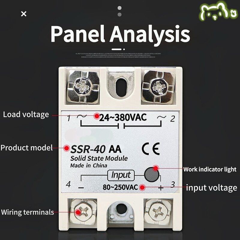 SSR-40AA modul relay AC dikontrol AC, 10/25/40/60/80/100AA fase tunggal