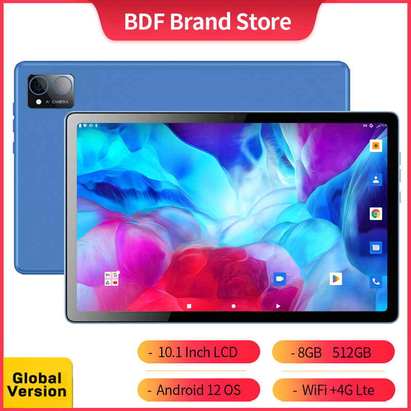 BDF Pro планшет с 10,1-дюймовым дисплеем, десятиядерным процессором, ОЗУ 8 Гб, ПЗУ 10,1 ГБ, Android 12