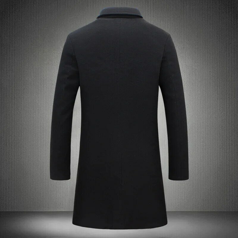 Men Fashion Jackets Men Slim Fits Coats Business Mens Long Winter Windproof Outwears Black Hot Sale High Quality