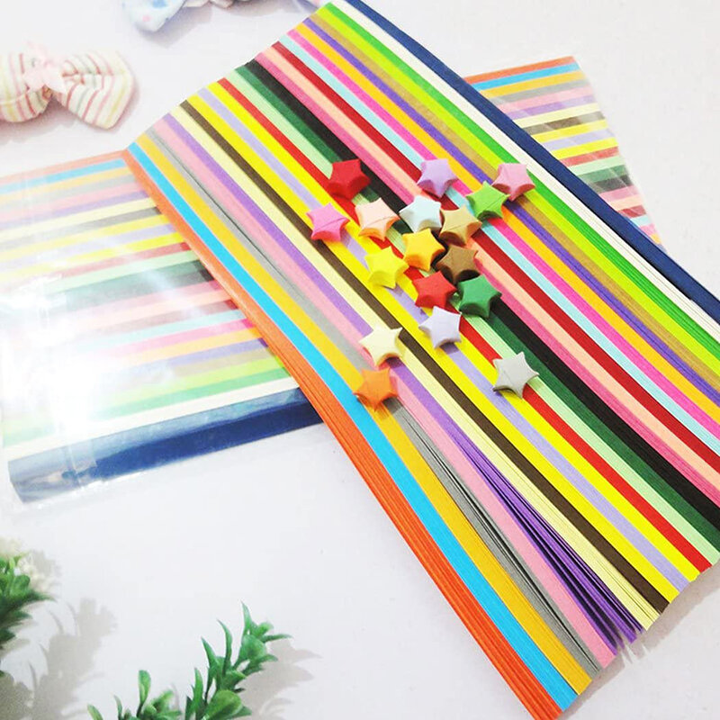 Dupla Face Lucky Star Origami Tiras De Papel, Papel Dobrável Colorido, DIY Artes Da Mão, Decoração Da Casa, 27 Cores, 540 Folha