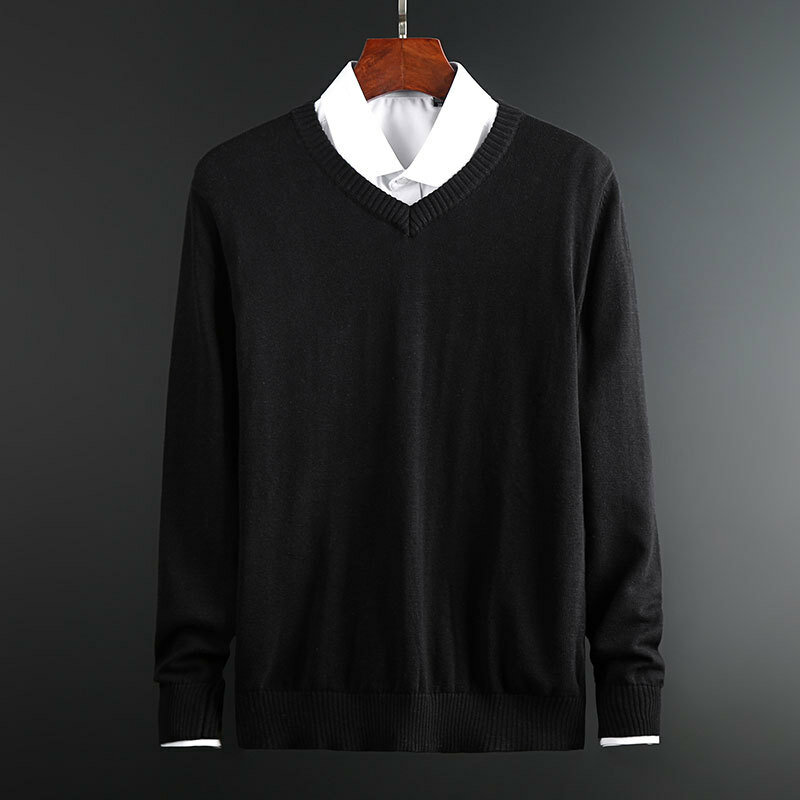 MRMT 2024 Brand New Men's Sweater  Fashion Cotton Sweater for Male Pullover V Collar Long Sleeve Tops Sweater