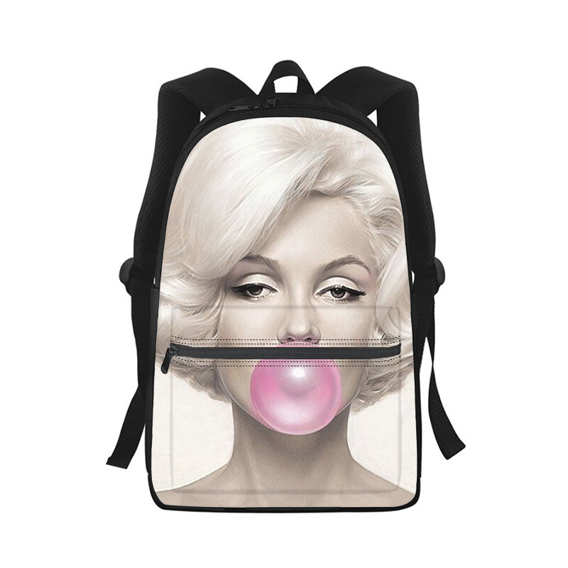 Mochila Marilyn Monroe para homens e mulheres, 3D Print, bolsa de estudante, mochila portátil, bolsa de ombro para crianças, moda