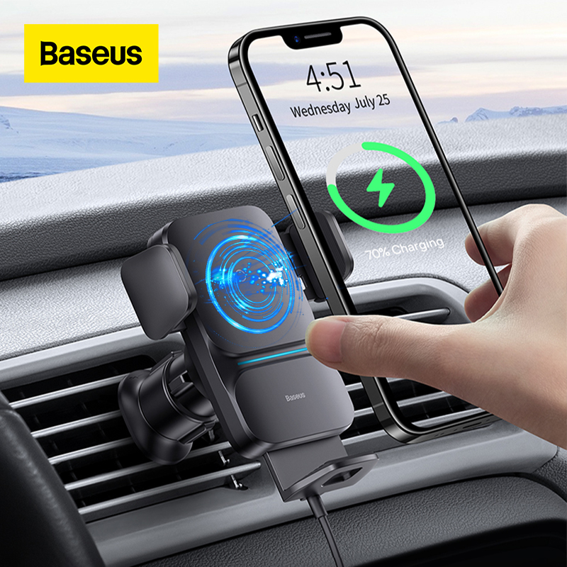 Baseus Qi 15W supporto per caricabatterie per telefono da auto Wireless supporto per ricarica rapida supporto per supporto per telefono da auto Samsung iPhone