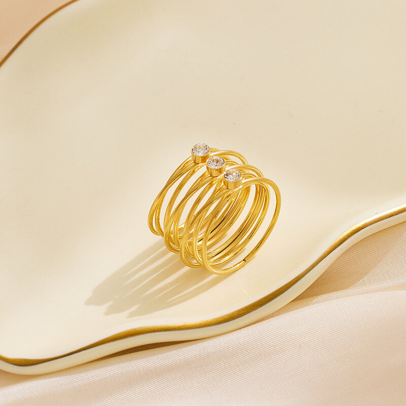 Anillo de perlas de acero de titanio chapado en oro de 18K para mujer, joyería de dedo no alérgica, impermeable, regalo Vintage para madre, hermana e hija