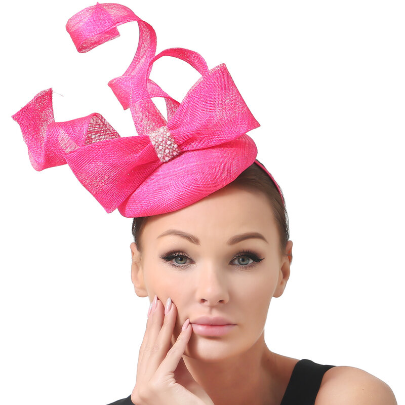 Big Bow Hair Fascinators accessori New Charming Sinamay Women Wedding Millinery Derby Wedding Hat fasce occasione copricapo
