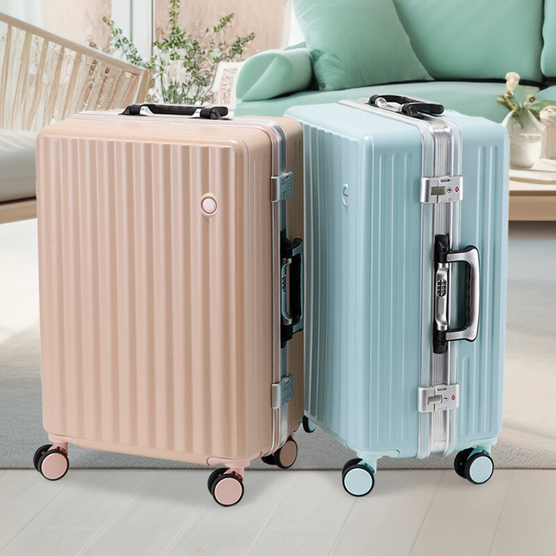 PLUENLI-equipaje con marco de aluminio de alta calidad, maleta con ruedas universales, con contraseña, para hombre y mujer
