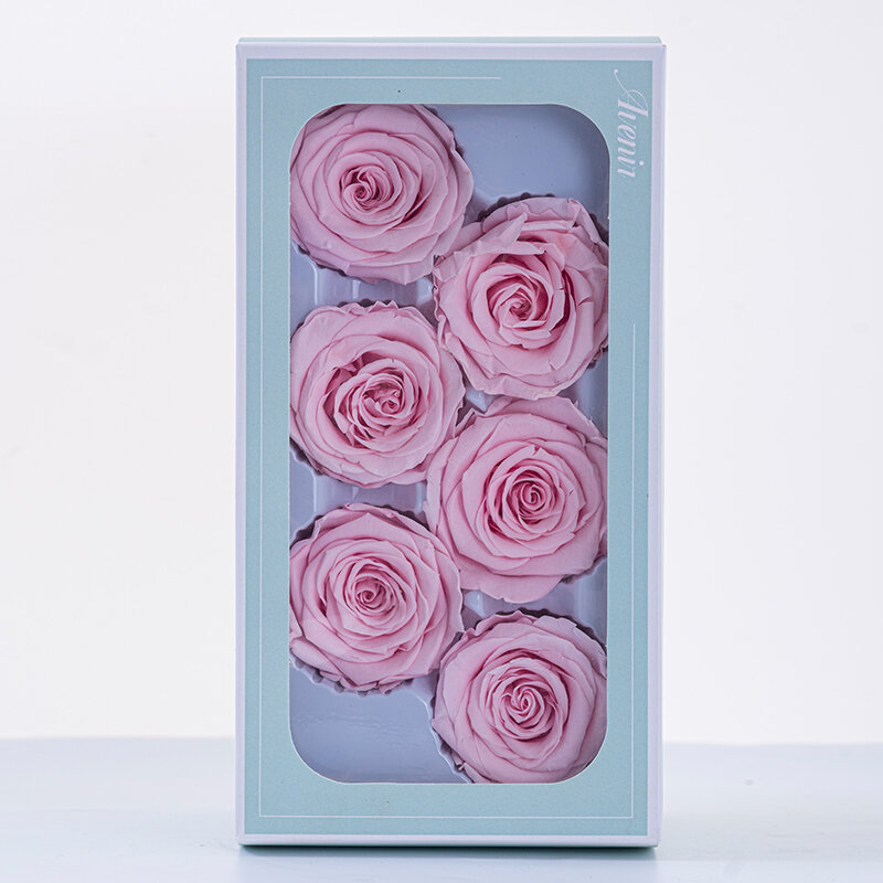 Bunga abadi Kelas B kepala mawar kering, 5-6CM/6 buah, penting untuk ulang tahun, pesta pernikahan, dan hari ibu DIY hadiah