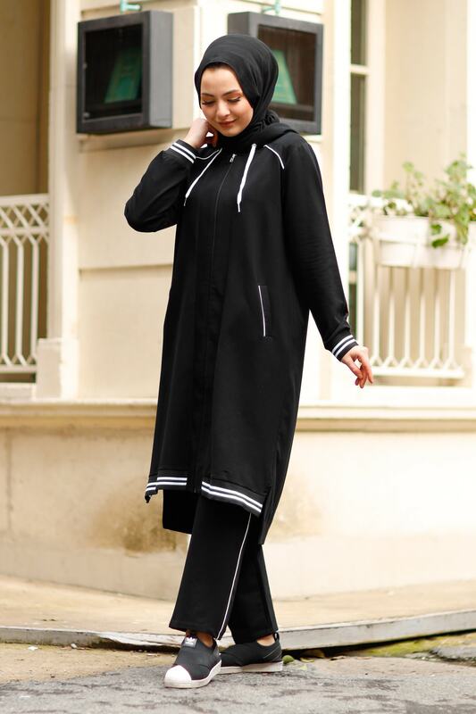 Survêtement en tricot noir pour femme, survêtement détaillé