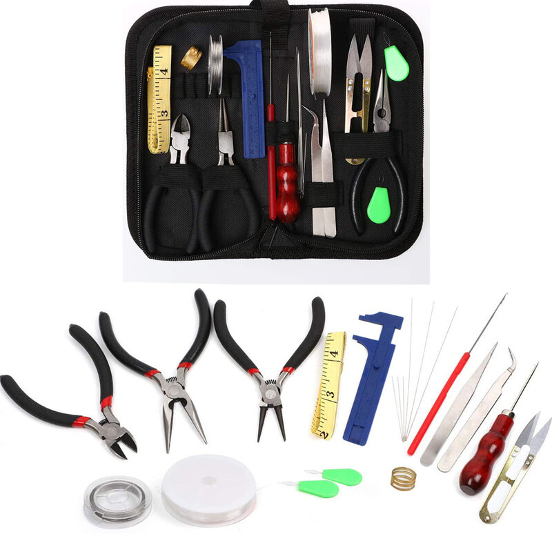 23pcsjewelry Making Tool Set Kit Gift Diy Pliers Beaded Needle Children's Early Education Puzzle Handmade Necklace Design Plate