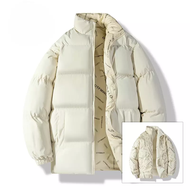 Men's Winter Plush and Thick Standing Collar Bread Cotton Jacket Down Cotton Coat Can Be Worn on Both Sides As A Couple's Parkas