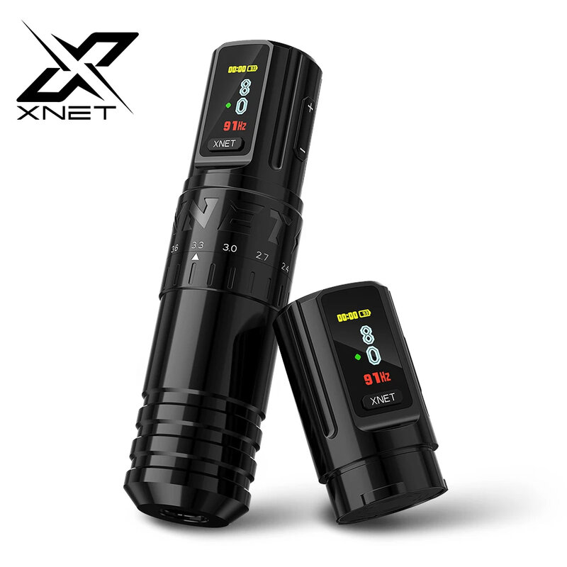 XNET Vipera 전문가용 무선 타투 기계, 조정 가능한 스트로크 2.4-4.2mm OLED 디스플레이, 2400mAh 배터리, 타투 아티스트용