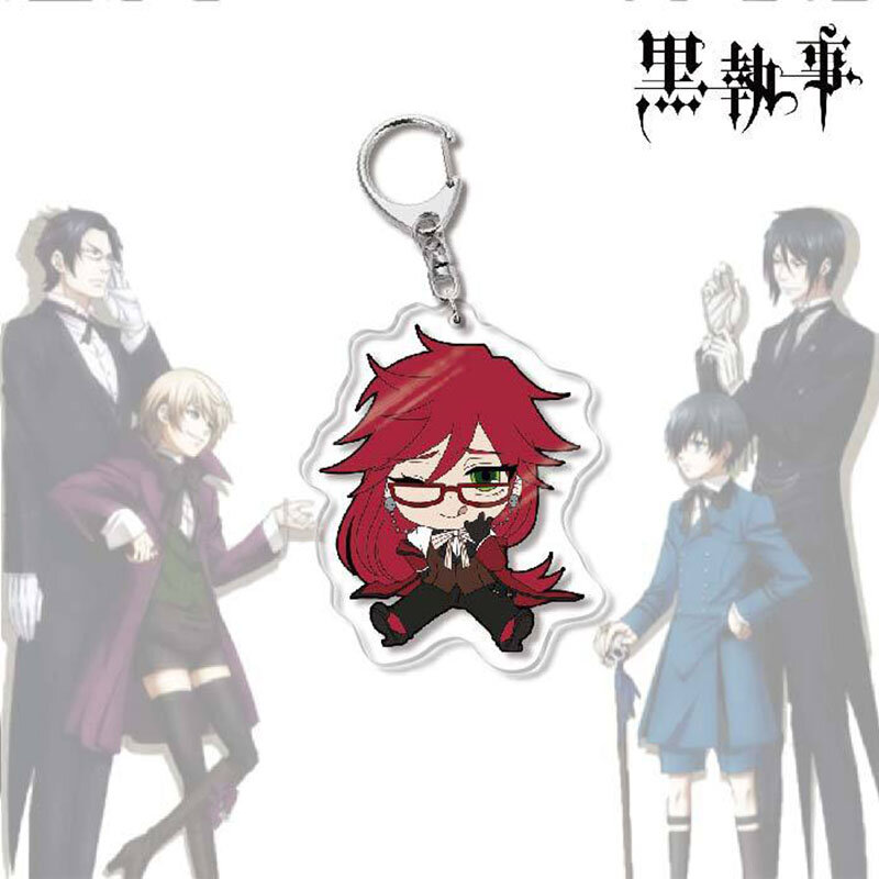 Anime Black Butler Keychain Cartoon Characters Sebastian Ciel Acrylic Pendent Keyring Jewelry