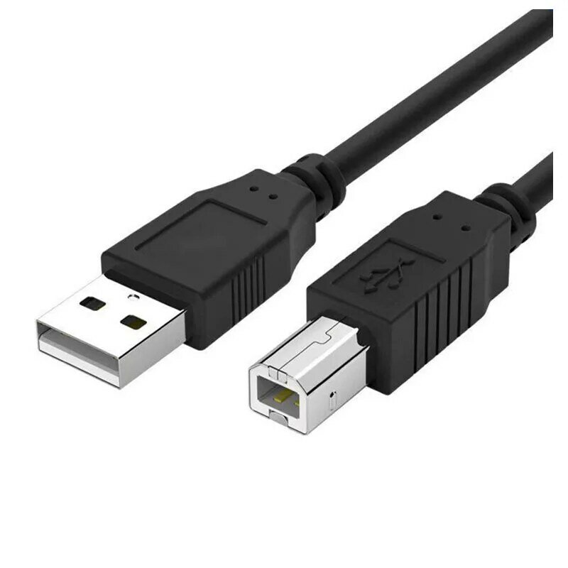 Cabo de dados da impressora USB 2.0 com anel magnético anti-interferência, todo cobre, preto, porta quadrada