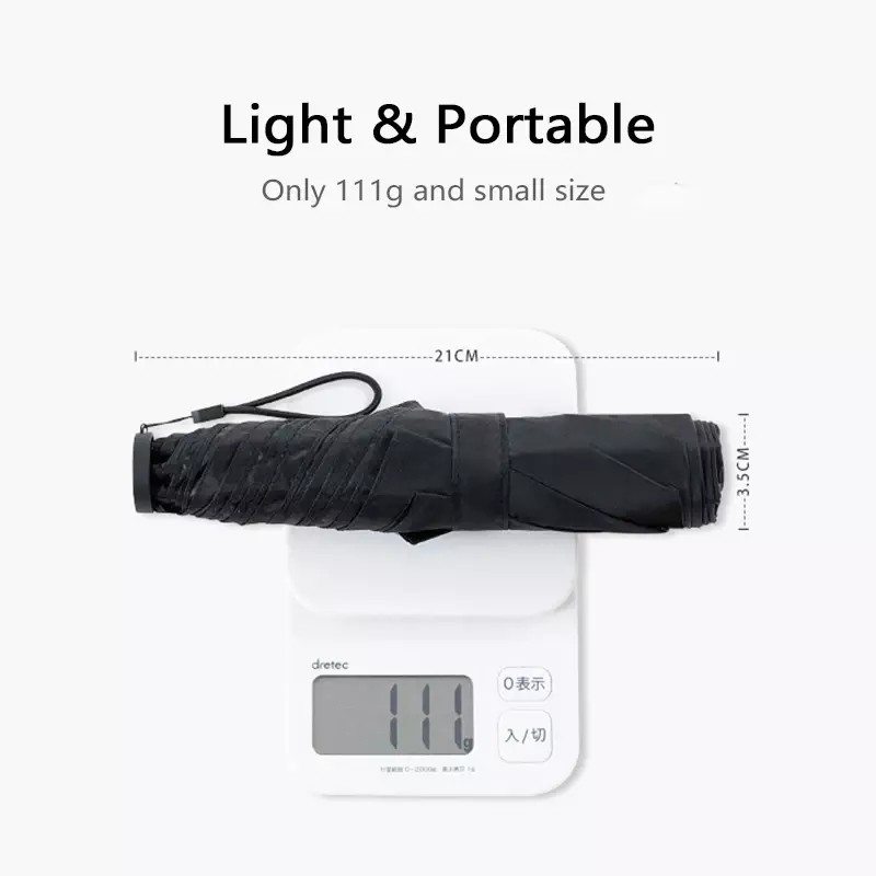 Parachase Payung Lipat Ultraringan 111G Hanya Payung Surya Lampu Perjalanan Anti UV Payung Portabel Serat Karbon Tahan Angin 6K