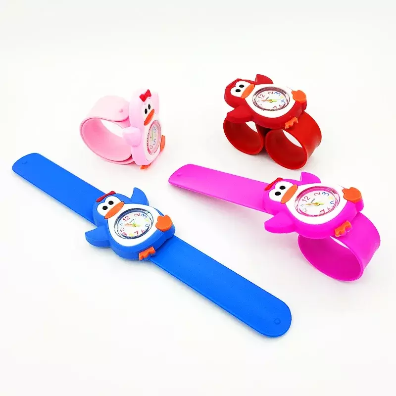 Reloj de pulsera Slap para niños, lindos diseños de pingüino, cangrejo, Tortuga, Delfín, juguete, regalo de cumpleaños para bebés, relojes para niños y niñas