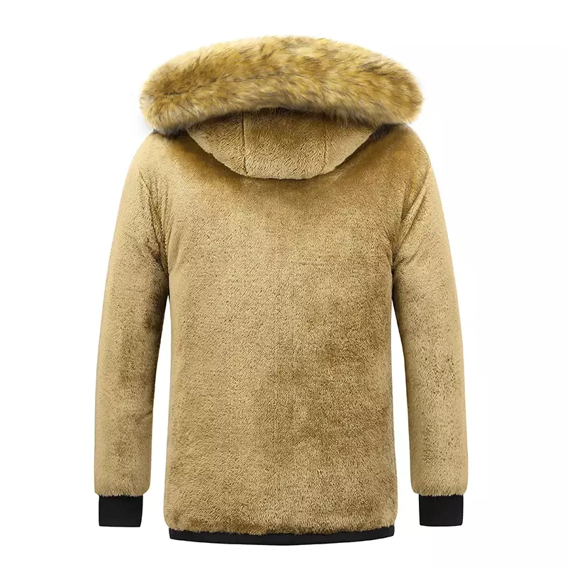 Men 2023 Winter New Windproof Fleece Warm Thick Jacket Parkas Coat Men Fashion Hooded Fur Collar Jacket Classic Casual Parka Men