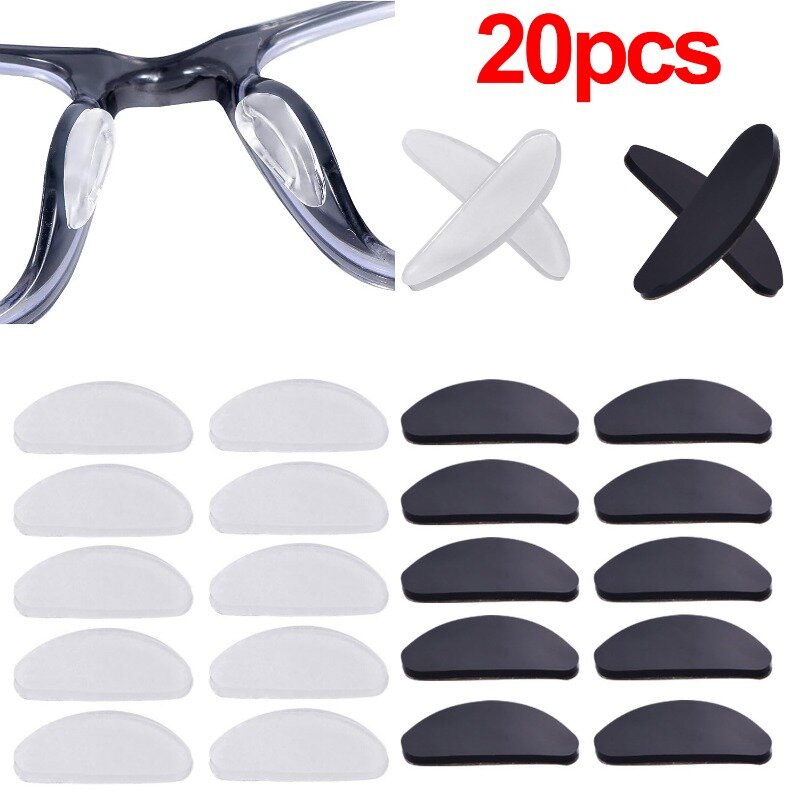 10/20 buah bantalan hidung kacamata perekat bantalan hidung silikon antiselip kacamata nosepad transparan aksesori kacamata