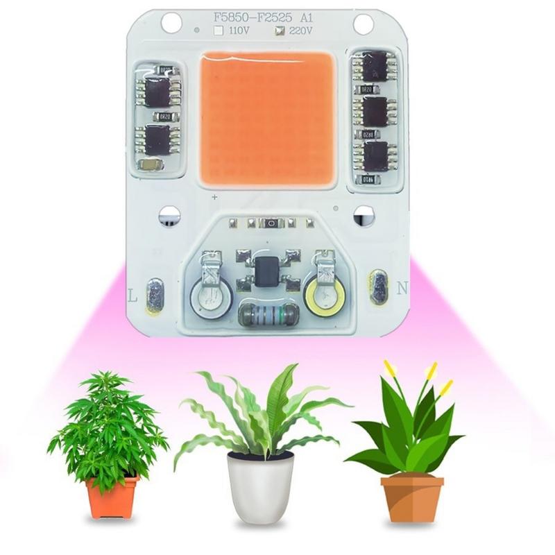 Cob-LEDチップランプ,110V,220V,10W,20W,30W,50W,フルスペクトル植物ライト,電球