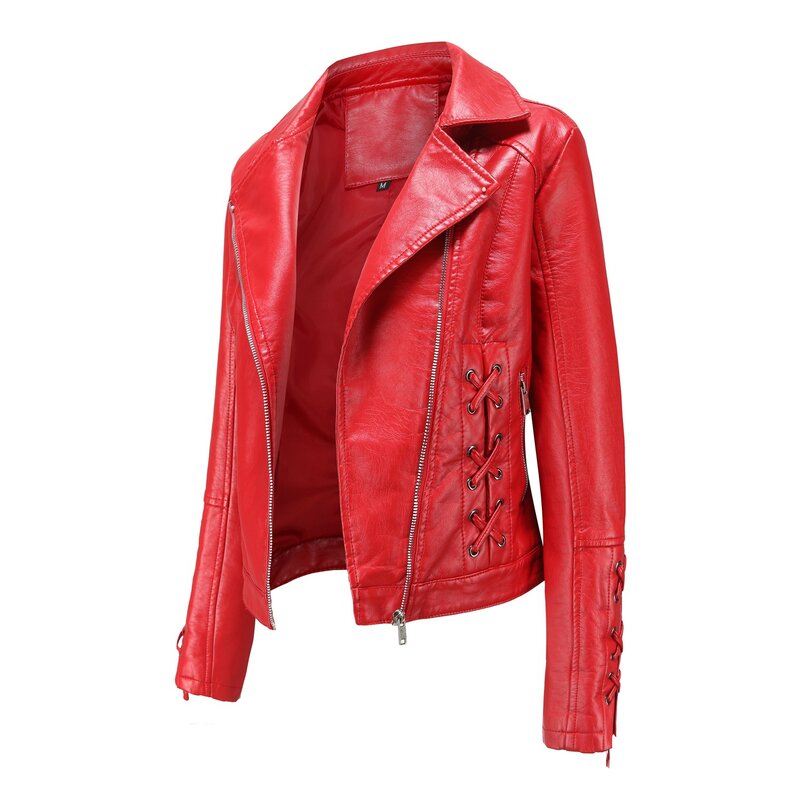 Nice Pop fashion woven leather clothing women's bandage coat women's European and American popular clothing casual jacket