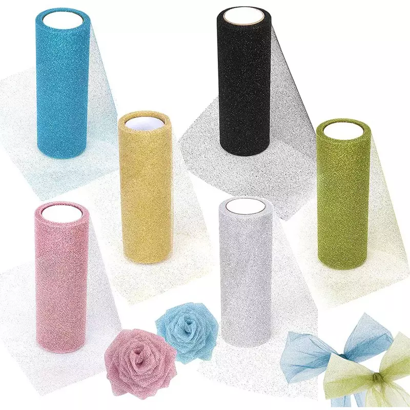 Sparkling Tulle Ribbon Roll 25 Yards 15cm For Baby Shower Diy Gift Crafts Ballet Skirt Chair Wakame Wedding Party Decoration