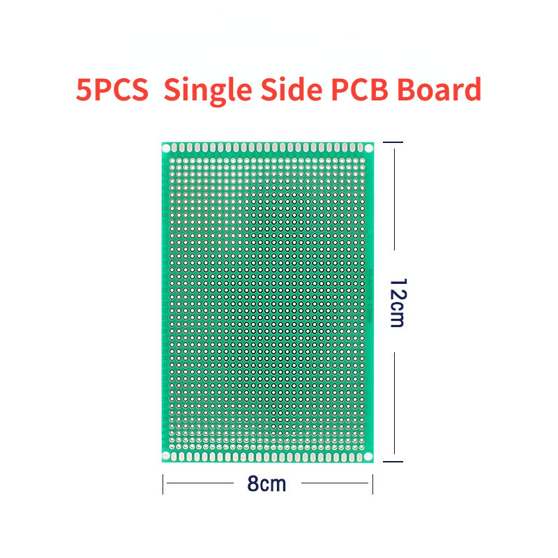5PCS 8*12ซม.บอร์ด PCB ต้นแบบบอร์ดสีเขียว DIY Universal แผ่นกลมชุด