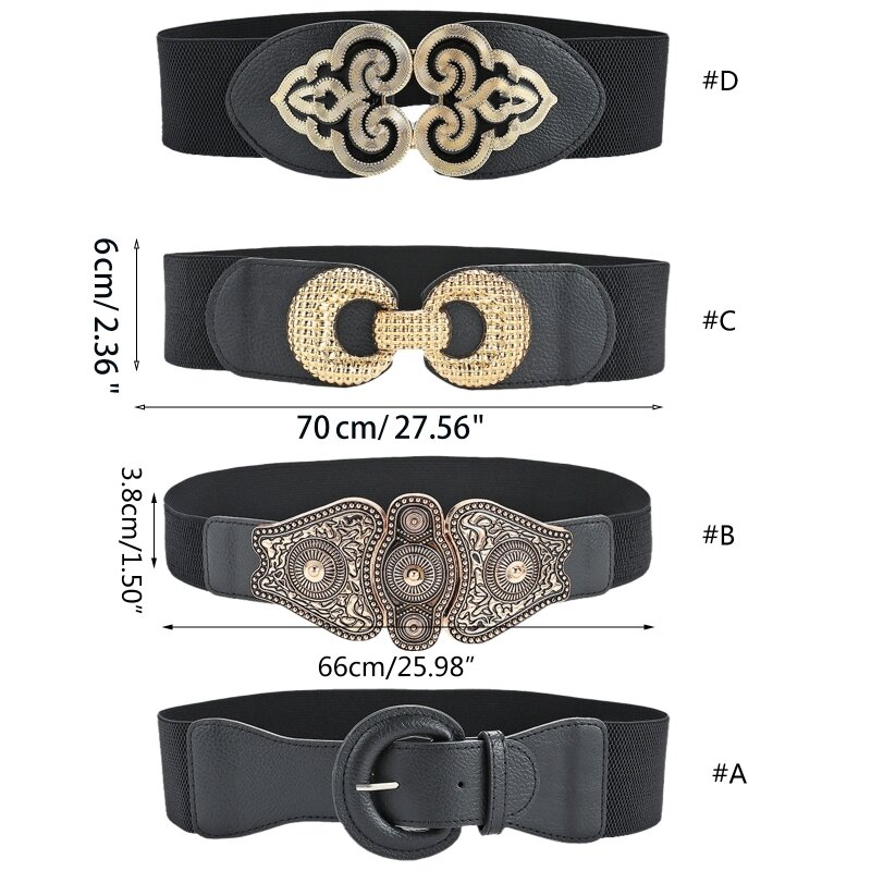 652F Cinturones para vestidos mujer Cinturones anchos Decoración vestido vintage elástico