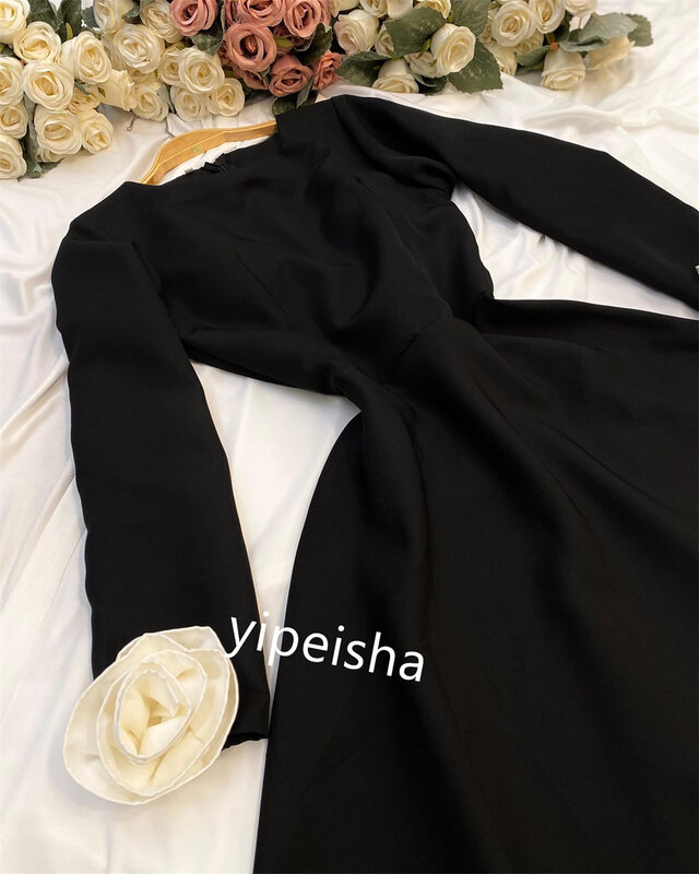 Sukienka na studniówkę wieczorowa koszulka balowa kwiatowa imprezowa, koktajlowa linia A O-Neck suknia na specjalne okazje Midi es Arabia Saudyjska