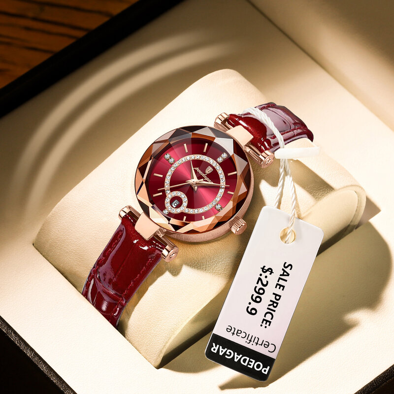 Poedagar Luxe Horloge Voor Vrouwen Hoge Kwaliteit Waterdicht Dadelleren Dames Horloges Jurk Casual Quartz Horloge Reloj + Doos