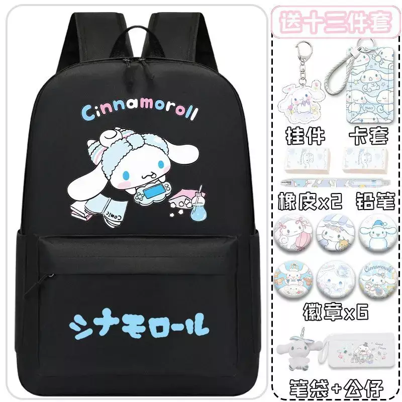 Sanrio Cinnamoroll Babycinnamoroll Schoolbag para homens e mulheres, grande capacidade, mochila dos desenhos animados do estudante, leve, bonito, novo