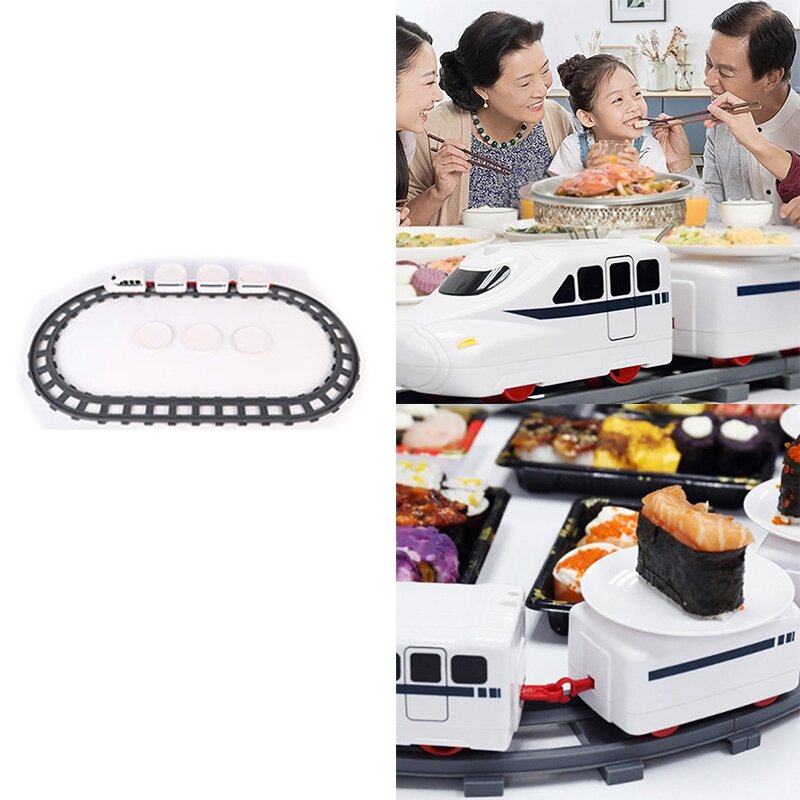 Tren de Sushi giratorio para niños, pista transportadora de juguete, mesa giratoria, juego de tren de comida, fabricación de Sushi DIY, fiesta familiar de Sushi