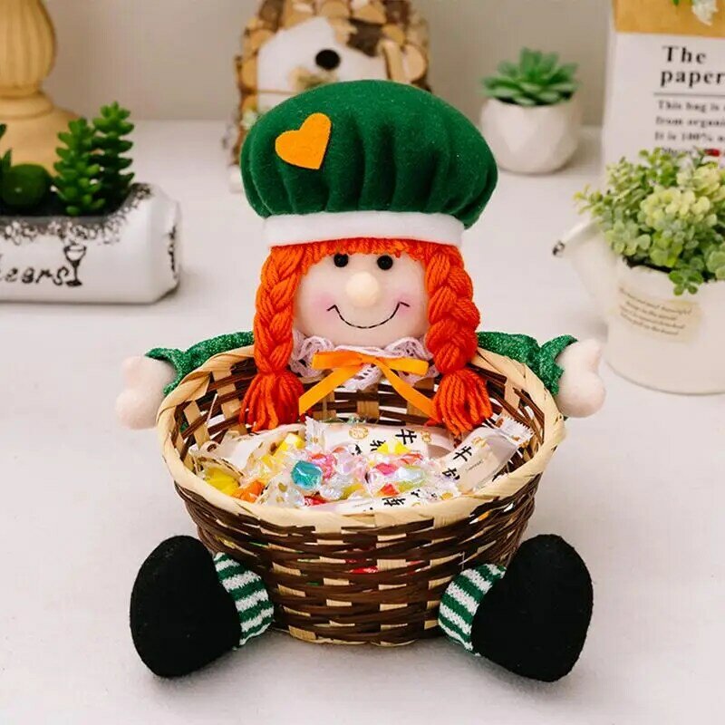 St Patricks Day Candy Dish Cute Leprechaun Doll Green St Patricks Day Decoration Unique Candy Bowl Home Ornament Funny For