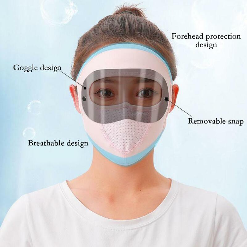 Summer Sunscreen Ice Silk Mask UV Protection Face Cover Sunscreen Veil Face With Brim Outdoor Cycling Sun Protection Hats Caps