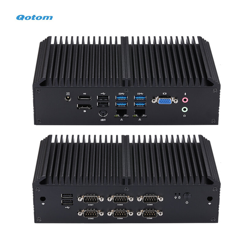 Q1055X Với 10th Gen Core I5-10210U Bộ Vi Xử Lý Trên Tàu 6M Cache Quad Core Up To 4.20 GHz Qotom Quạt Không Cánh Mini công Nghiệp Máy Tính Core I5