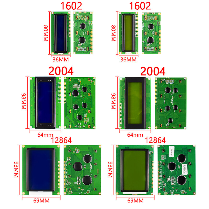 Lcd Module Blauw Groen Screen Voor Arduino 0802 1602 2004 12864 Lcd Karakter Uno R3 Mega2560 Display PCF8574T Iic I2C interface