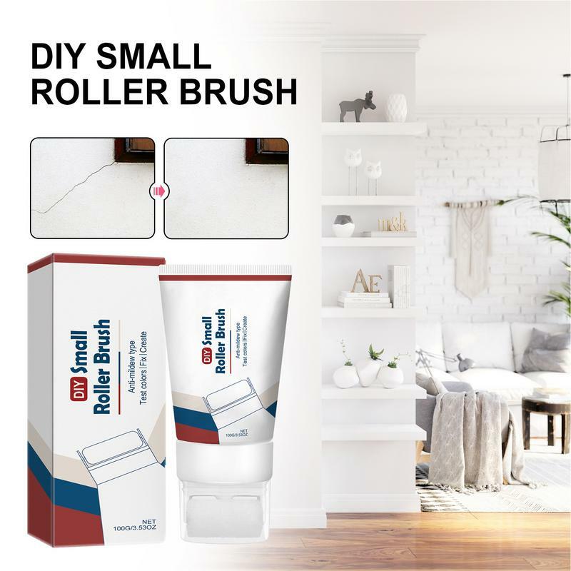Small Roller Paint Brush Wall Refinish Paint Roller Brush Fast Drying Paste 2 In 1 100g Multifunctional Portable Paint Roller