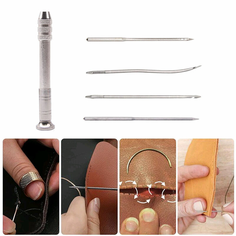 1set Leather Sewing Awl Set Replaceable Multifunctional Shoes Repair Tool DIY Punch Stitching Needle Sewing Leathercraft Tool