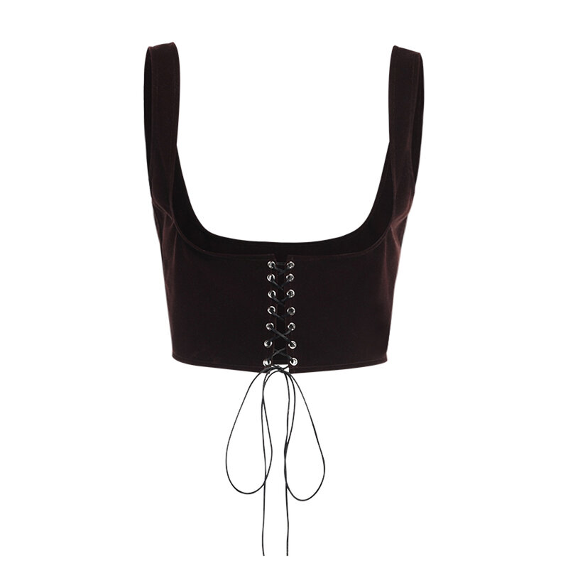 Korset Bustier wanita antik, bawah payudara renda-up Suspender atasan Crop Cami rompi pinggang pembentuk badan Tank Cummerbunds Y2K